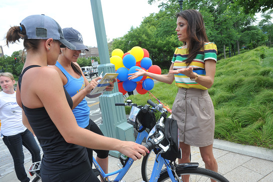 Photo: Bethenny Frankel checks-in bikers' healthy habits at the launch of the Clorox and Children's Health Fund Check-in for Checkups program