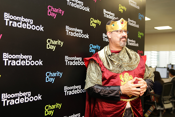 Tom Kingsley, head of Tradebook in Asia, as King Arthur