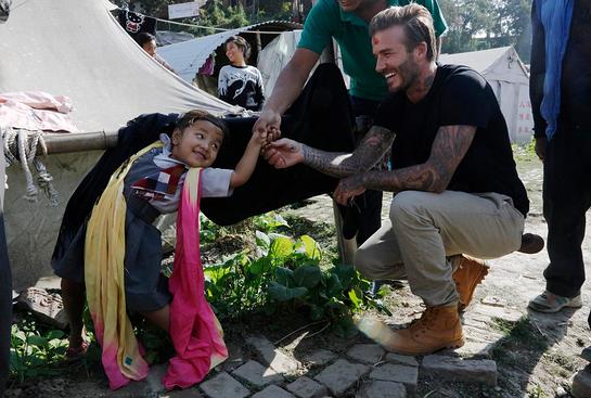 UNICEF Goodwill Ambassador David Beckham visits children in Nepal six months after earthquake