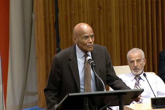 Harry Belafonte addresses event Confronting Silence Perspectives and Dialogue on Structural Racism against people of African Descent Worldwide