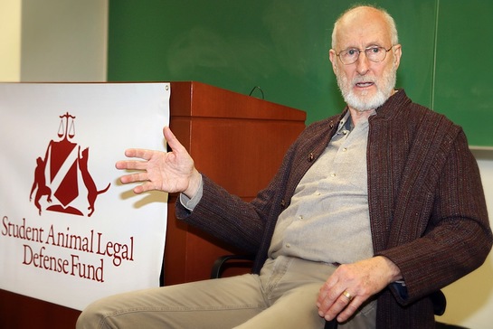 James Cromwell speaking at the Student Animal Legal Defense Fund chapter at New York's Cordozo School of Law