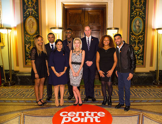 The Duke of Cambridge with Centrepoint Award winners