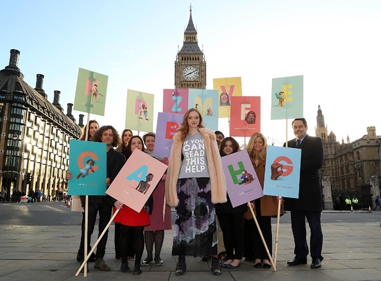 Lily Cole arrives at the Houses of Parliament in Westminster, London, to give a speech on behalf of Project Literacy