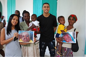 Karrueche Tran and Quincy Brown visit Smile Train patients and their families at Justinian University Hospital in Cap Haitien, Haiti.