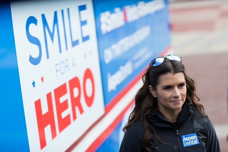 Danica Patrick, Healthy Mouth Movement ambassador and NASCAR Sprint Cup Series driver, at the Aspen Dental MouthMobile