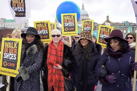 Annie and Sister Sledge on the Care International Walk In Her Shoes March