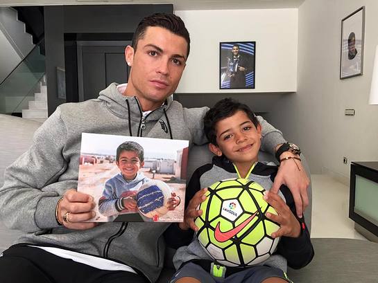 Cristiano Ronaldo posts selfie with son and football-loving Syrian refugee boy