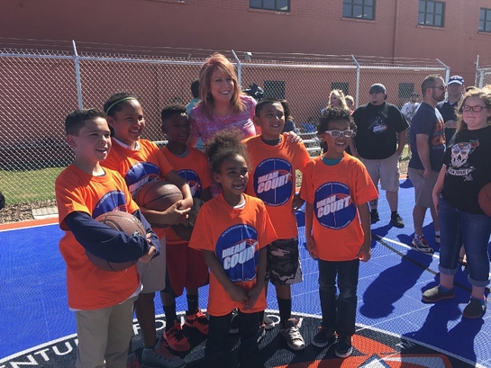 Nancy Lieberman and members of the Maverick Boys & Girls Clubs Amarillo and Canyon on new DreamCourt