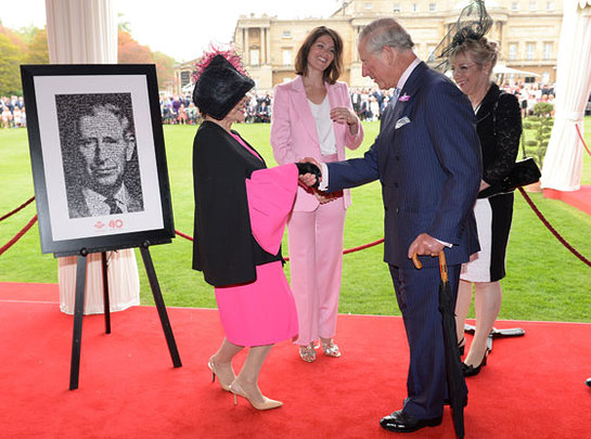 Dame Joan Collins and Gemma Arterton with Prince Charles