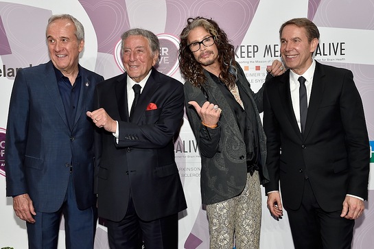 Larry Ruvo, Tony Bennett, Steven Tyler and Jeff Koons on the red carpet before Keep Memory Alive's 20th annual Power of Love gala,