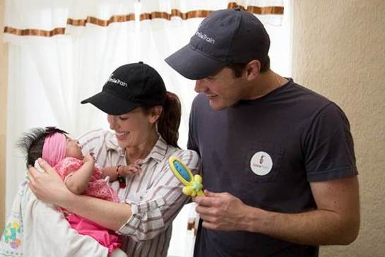 Elizabeth Henstridge and Zachary Abel visit a Smile Train cleft patient at her home in Mexico City