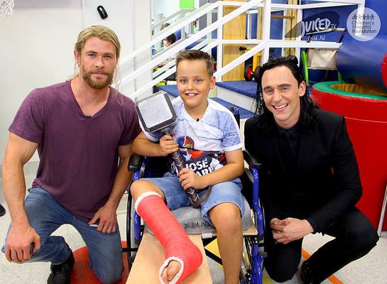 Chris Hemsworth and Tom Hiddleston Visit Lady Cilento Children's Hospital