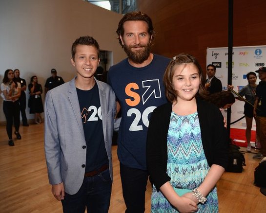 (L-R) patient Mitch Carbon, actor Bradley Cooper and patient Emily Whitehead attend Stand Up To Cancer (L-R) patient Mitch Carbon, actor Bradley Cooper and patient Emily Whitehead attend Stand Up To Cancer