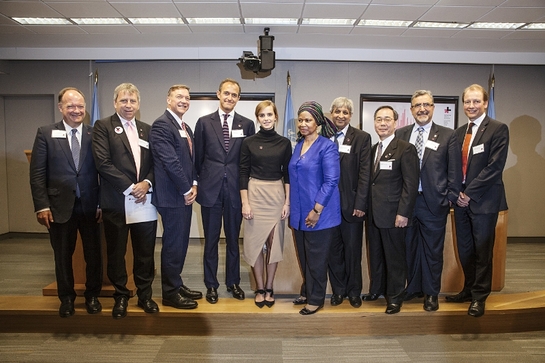 Participants gather for the HeForShe IMPACT 10x10x10 University Parity Report Launch in New York City