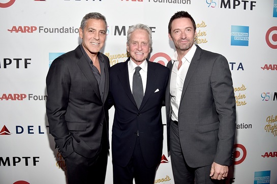 George Clooney, Michael Douglas and Hugh Jackman George Clooney, Michael Douglas and Hugh Jackman