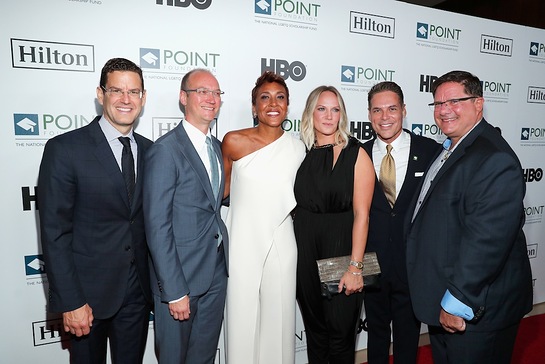 James Cummings, Justin Mohatt, Robin Roberts, Amber Laign, Jorge Valencia and Ray Johnson arrive at Point Foundation's Point Honors gala