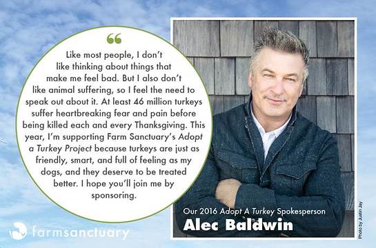 Alec Baldwin Speaks Out for Turkeys