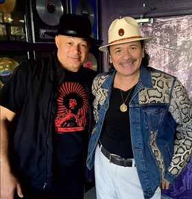 Narada Michael Walden and Carlos Santana in the studio collaborating on Jennifer Saran's new single Wake Up