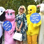 Pamela Anderson Joins Giant Animal Mascots To Promote Vegan Diet