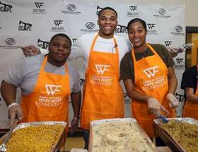 Russell Westbrook Kicks off holiday spirit early with 5th Annual Thanksgiving Dinner serving nearly 1000 meals Russell Westbrook Kicks off holiday spirit early with 5th Annual Thanksgiving Dinner serving nearly 1000 meals