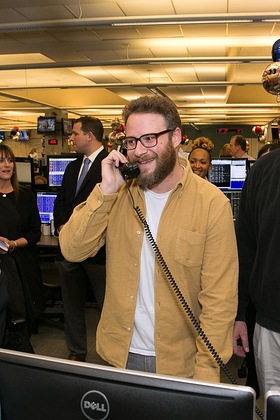 Seth Rogen answers the phones on the trading floor at ICAP's North American headquarters in Jersey City, NJ Seth Rogen answers the phones on the trading floor at ICAP's North American headquarters in Jersey City, NJ