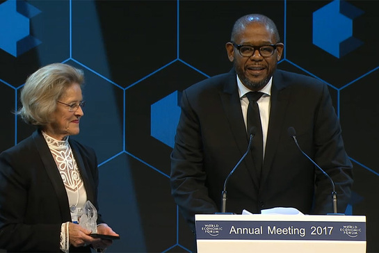 UN agency envoy Forest Whitaker honoured at the 47th World Economic Forum Annual Meeting in Davos, Switzerland