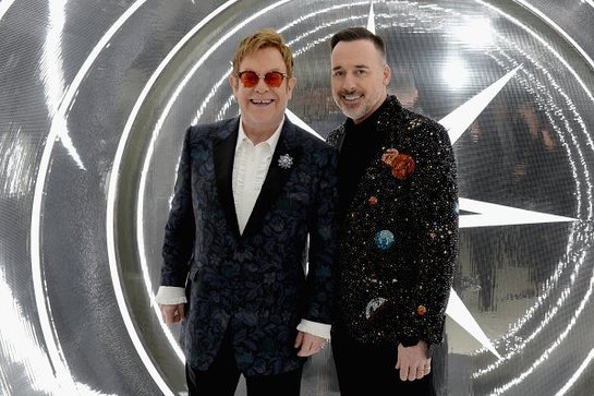 Elton John and David Furnish attend the 25th Annual Elton John AIDS Foundation's Oscar Viewing Party