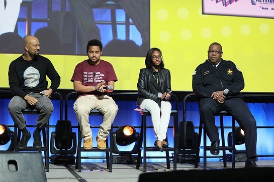 Common, Houston Keystone Teen Kivin Gant; Washington, D.C. Keystone Teen Erikah Moore; and Chicago Police Department Deputy Chief of Community Relations Eric Washington