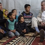 Martin Bell Visits Refugee Children In Lebanon