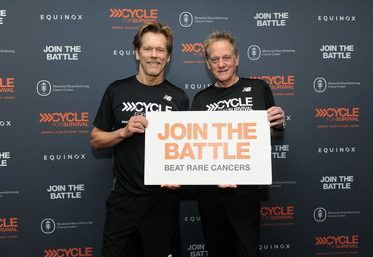 Michael Bacon and Kevin Bacon show their support at a Cycle for Survival event in New York on March 12