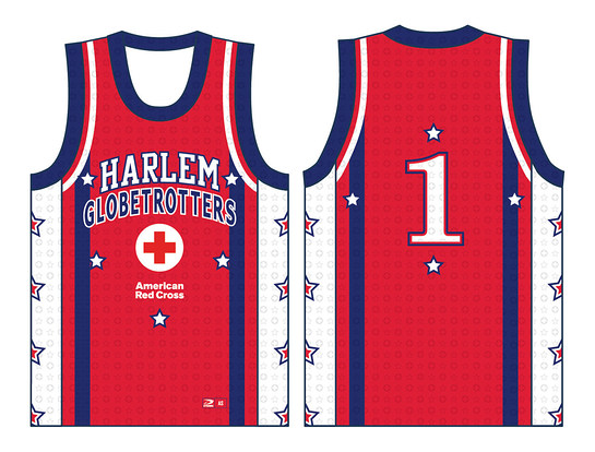 The Globetrotters will sport custom-designed, one-time-only red jerseys in the motif of the American Red Cross