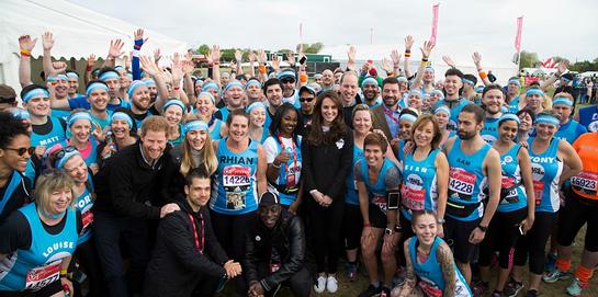 The Duke and Duchess of Cambridge and Prince Harry at the 2017 London Marathon