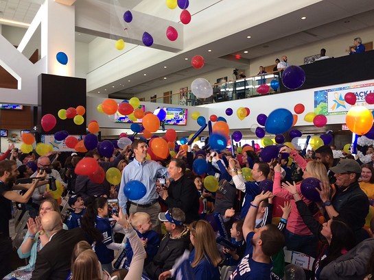 NBC4 New York Sports Anchor Bruce Beck talks with Eli Manning about the importance of the Tackle Kids Cancer Program