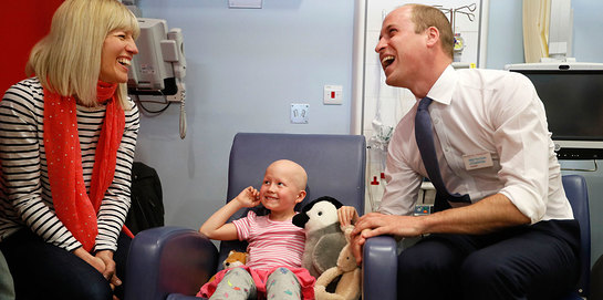 Prince William, President of the Royal Marsden NHS Foundation Trust, visits the hospital's facilities in Sutton