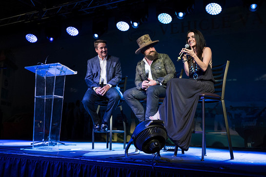 Mike Dobbs, along with Zac and Shelly Brown, discuss Camp Southern Ground to 300 event guests.