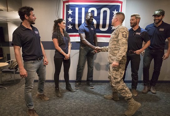 Cast of NBC's The Brave visit with service members and their families during USO tour to Kirtland Air Force Base