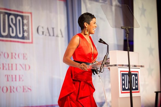 Master of Ceremonies Tamron Hall makes remarks during the 2017 USO Gala on October 19 in Washington, D.C.