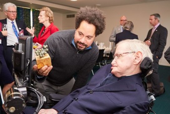 Professor Hawking was presented with a sculpture of the genetic structure of Diethylcarbamazine