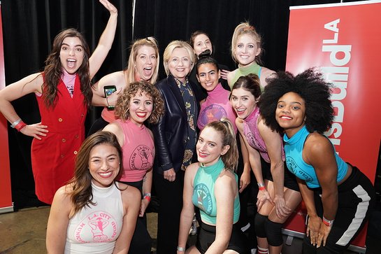 Hillary Clinton poses with the LA City Municipal Dance Squad