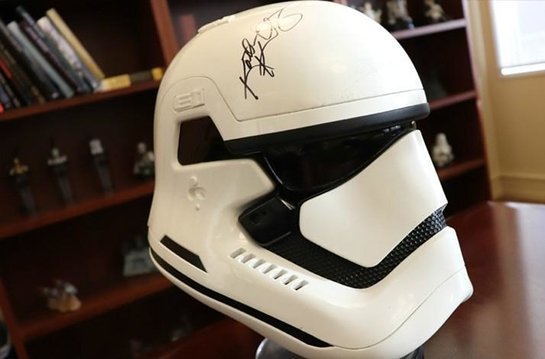 Rare First Order Stormtrooper helmets worn during the filming of Star Wars: The Force Awakens