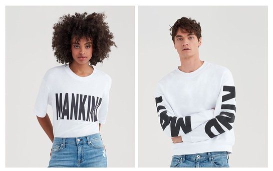 Makind Baby Tee With Black Flocking In White, $70.00 | Mankind Puff Print Crewneck In White. $140.00 Makind Baby Tee With Black Flocking In White, $70.00 | Mankind Puff Print Crewneck In White. $140.00