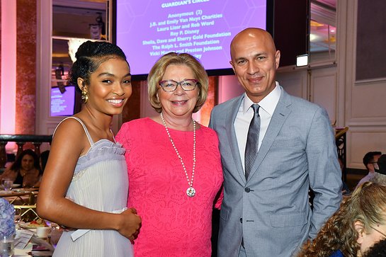 Grown-ish and Black-ish actress Yara Shahidi with BBBSLA President & CEO Olivia Diaz-Lapham and her father Afshin Shahidi