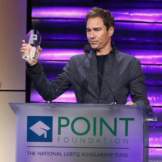 Eric McCormack speaks onstage at Point Foundations Point Honors gala Eric McCormack speaks onstage at Point Foundations Point Honors gala