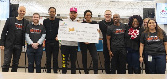 Conagra Brands presented Chance the Rapper a grant to Chicago Public Schools which ensures that more students have access to enrichment education