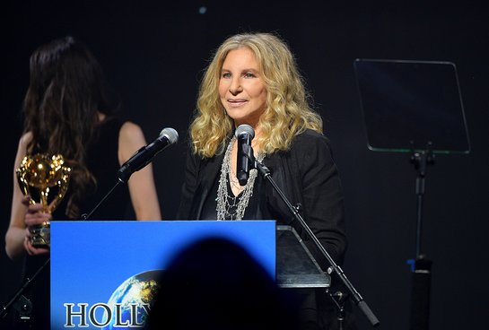 Barbra Streisand accepts her award onstage at the 2019 Hollywood for Science Gala Barbra Streisand accepts her award onstage at the 2019 Hollywood for Science Gala