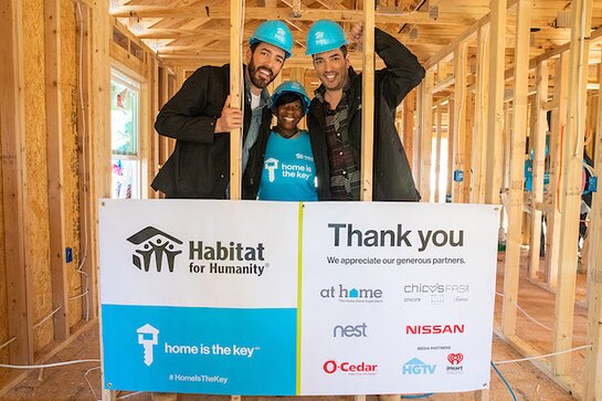 Drew and Jonathan Scott join future homeowner Krushetta to help build her house