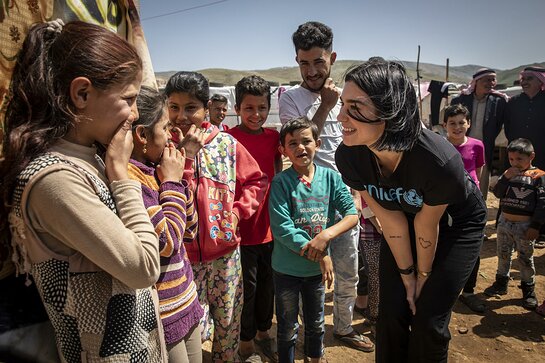 Dua Lipa visits children in an informal settlement near Terbol in the Bekaa Valley, Lebanon Dua Lipa visits children in an informal settlement near Terbol in the Bekaa Valley, Lebanon