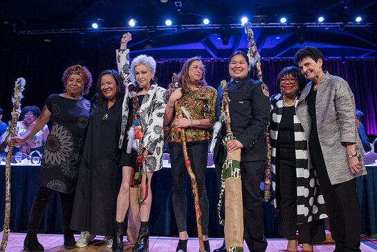 Dr. Marta Moreno Vega, dream hampton, Cyndi Lauper, Abigail E. Disney, Sarinya Srisakul, and Rhonda Joy McLean