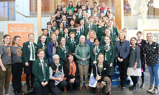 Students came from over a dozen schools to hear Jane speak and show her their work.