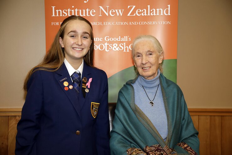Wellington Youth Reporter Anastasia Reid and Dr. Jane Goodall